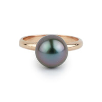 Lavender-Blue 9.8mm Tahitian Pearl Ring on 14k Rose Gold