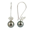 Silvery Pink-Green Tahitian Pearl Hibiscus Hook Earrings