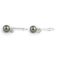 Silvery Pink-Green Tahitian Pearl Hibiscus Hook Earrings