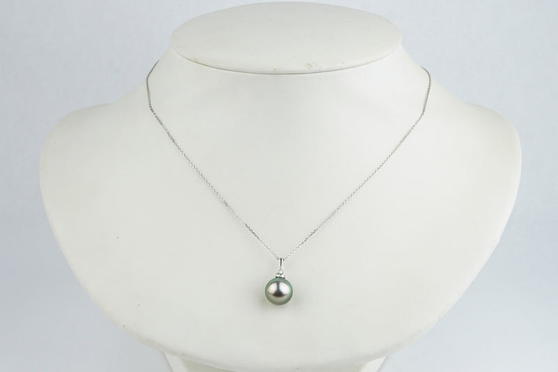 Pink Peacock Tahitian Pearl & Diamond Toru Necklace on 14K White Gold