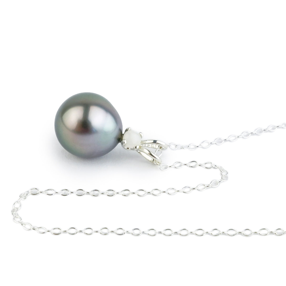 Tahitian Pearl & Opal Silvery Pink Étoile Necklace on Sterling Silver