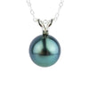 Bright Blue 9mm Tahitian Pearl I'a Necklace on Sterling Silver