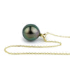 Plum Peacock 9.8mm Tahitian Pearl I'a Necklace on 14K Yellow Gold