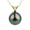 Plum Peacock 9.8mm Tahitian Pearl I'a Necklace on 14K Yellow Gold