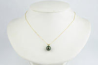 Plum Peacock 9.8mm Tahitian Pearl I'a Necklace on 14K Yellow Gold