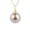 Golden Pink Tahitian Pearl & Diamond Halo Necklace