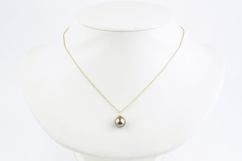 Golden Pink Tahitian Pearl & Diamond Halo Necklace