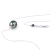 Indigo-Green Peacock 9.5mm Tahitian Pearl Solitaire Necklace on Sterling Silver