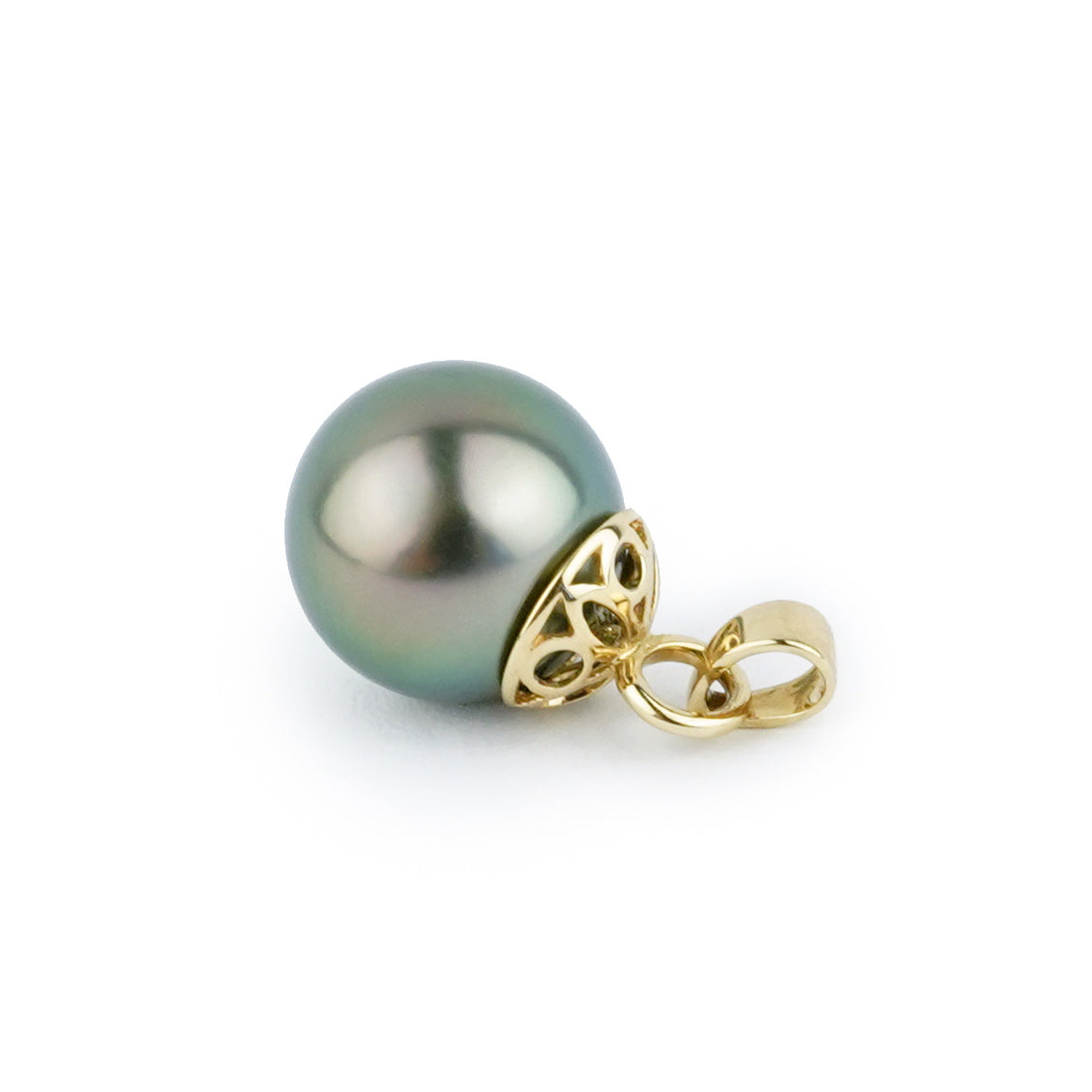 Peacock Green 10mm Tahitian Pearl Filigree Pendant