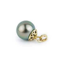 Peacock Green 10mm Tahitian Pearl Filigree Pendant