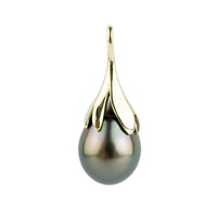 Forest Green 10.3mm Rainbow Drop Tahitian Pearl Pendant