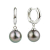 Pink-Green Peacock Tahitian Pearl Hoop Earrings on Sterling Silver
