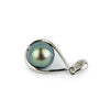 Blue-Green Peacock Tahitian Pearl Teardrop Pendant on Sterling Silver