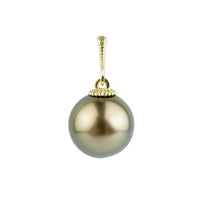 Coppery Green 9.3mm Tahitian Pearl Mermaid Pendant