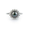 Tahitian Pearl & Diamond Soleil Ring on 14K White Gold