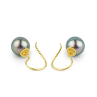 18K Bali Pink Peacock Tahitian Pearl Hook Earrings