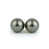 Pink-Green Peacock 9-9.7mm Tahitian Pearl Stud Earrings