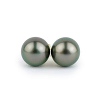 Pink-Green Peacock 9-9.7mm Tahitian Pearl Stud Earrings