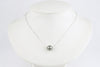 Silvery 10.2mm Tahitian Pearl Solitaire Necklace on 14K White Gold