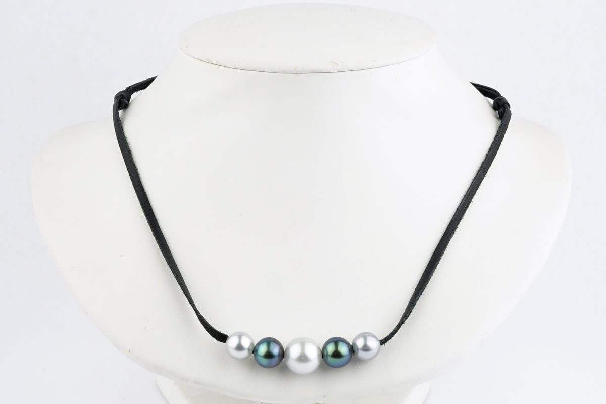 Quintuple Blue-Green 9.2-12mm Mana Pearl Necklace