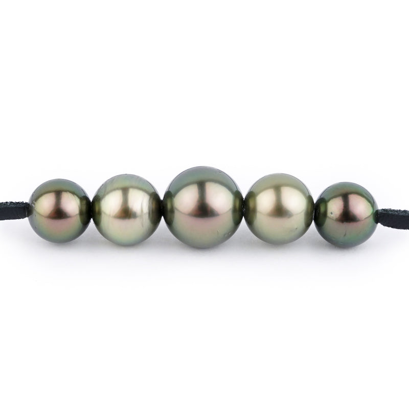 Quintuple Peacock Green 10-12.6mm Mana Pearl Necklace