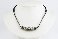 Quintuple Peacock Green 10-12.6mm Mana Pearl Necklace