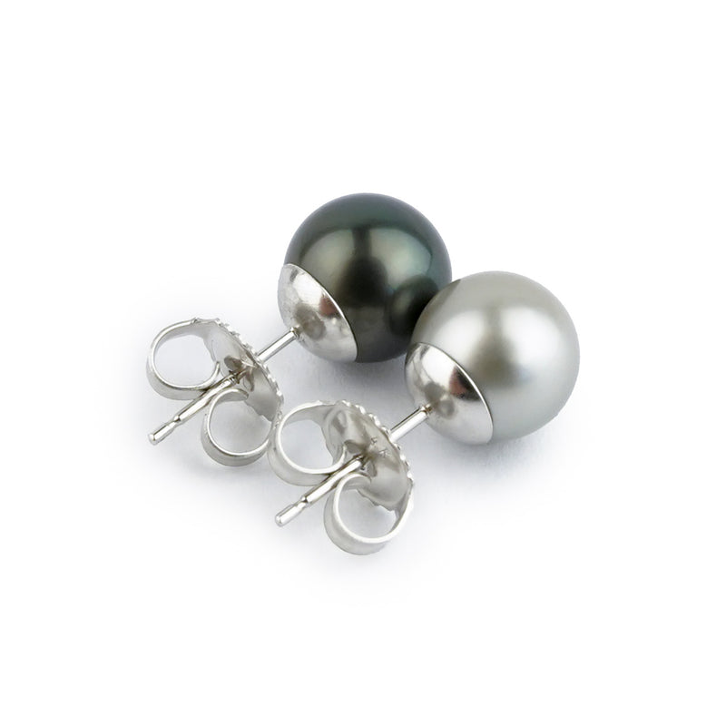 Black & White 8.5mm Tahitian Pearl Stud Earrings