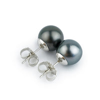 Dark Silvery 9.6-9.9mm Tahitian Pearl Stud Earrings