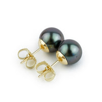 Lavender-Blue 9.3-9.8mm Tahitian Pearl Stud Earrings