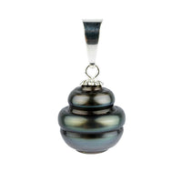 Deep Indigo-Green Circled Tahitian Pearl Pendant on Sterling Silver