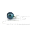 Deep Indigo 9.5mm Tahitian Pearl I'a Necklace on Sterling Silver