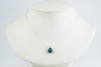 Deep Indigo 9.5mm Tahitian Pearl I'a Necklace on Sterling Silver