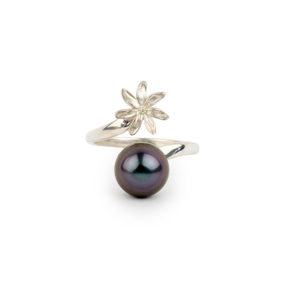 Tiaré Sterling Silver Tahitian Pearl Ring