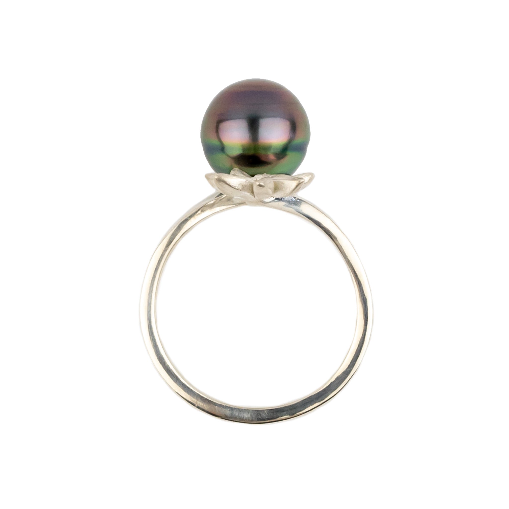Tiaré Sterling Silver Tahitian Pearl Ring