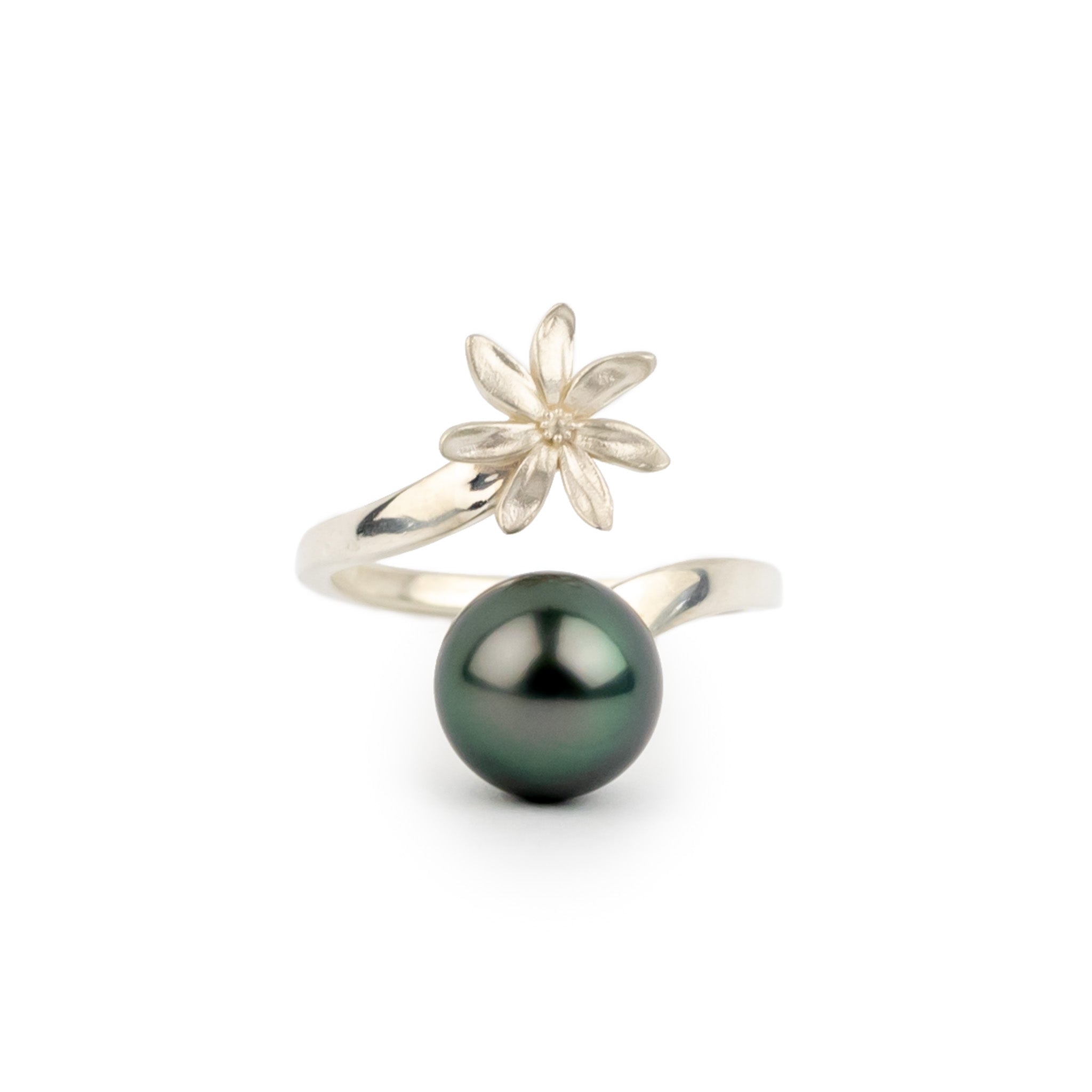 Tiaré Sterling Silver Tahitian Pearl Ring