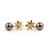 Tiaré 14K Gold Tahitian Pearl Dangle Earrings