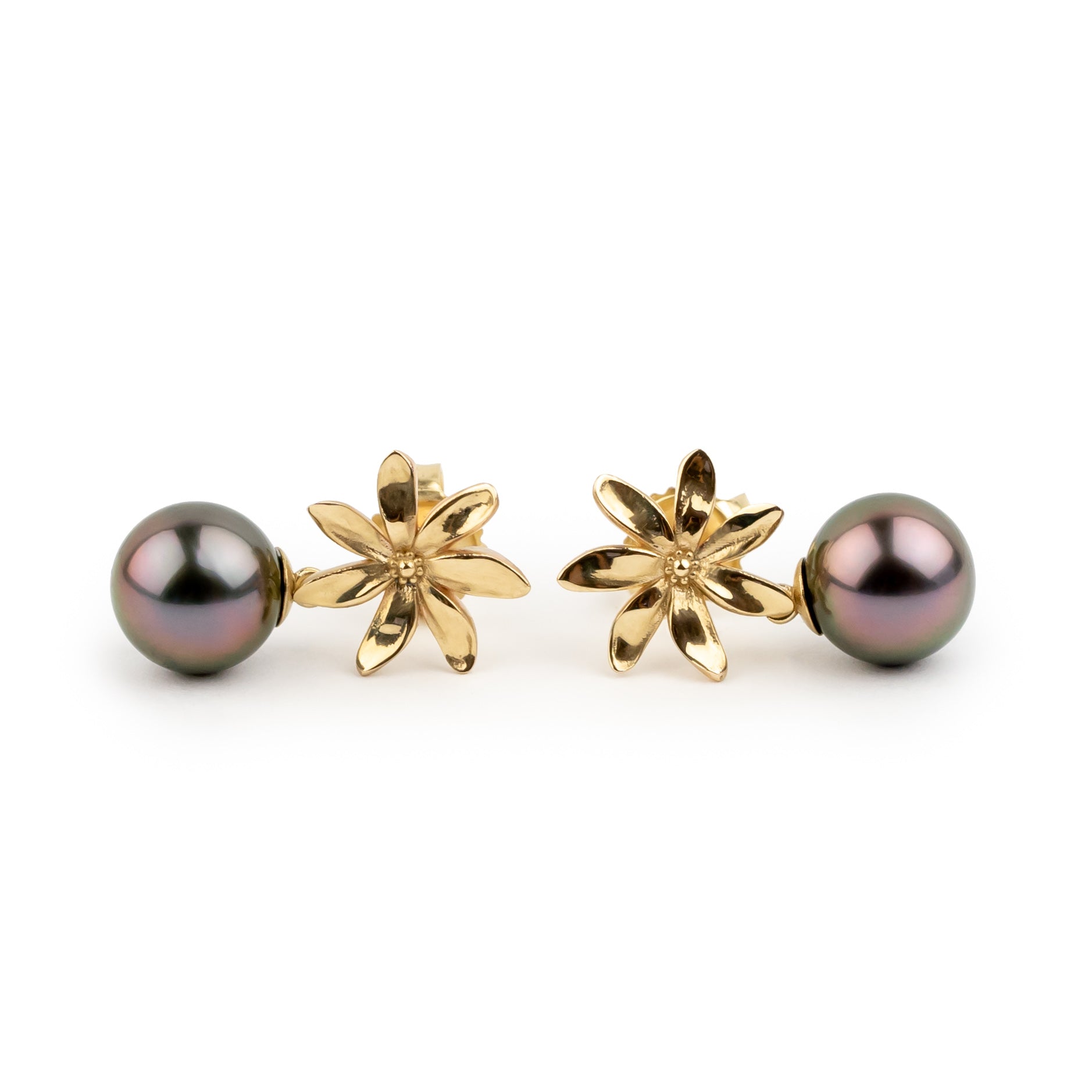 Tiaré 14K Gold Tahitian Pearl Dangle Earrings