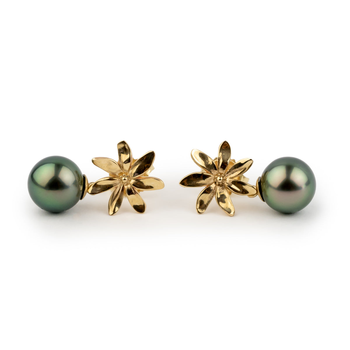 Tiaré 14K Gold Tahitian Pearl Dangle Earrings