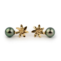 Tiaré 14K Gold Tahitian Pearl Dangle Earrings
