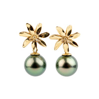 Tiaré 14K Gold Tahitian Pearl Dangle Earrings