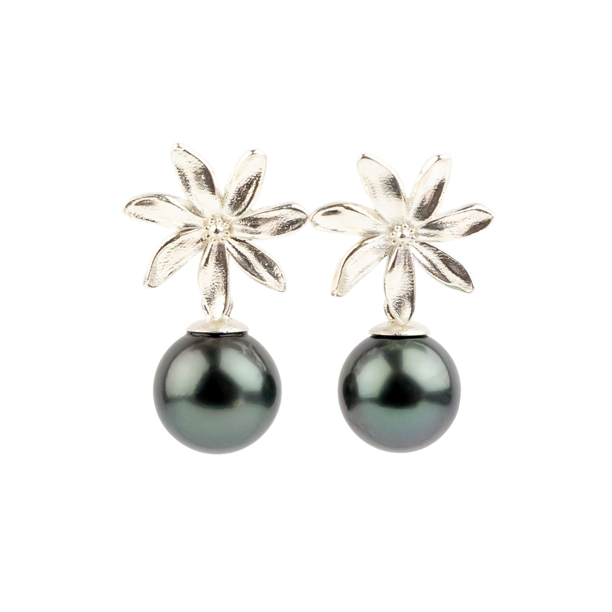 Tiaré Sterling Silver Tahitian Pearl Dangle Earrings