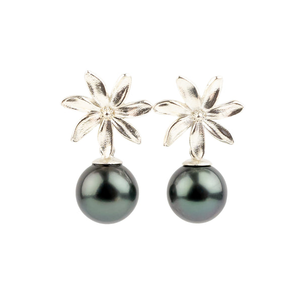 Tiaré Sterling Silver Tahitian Pearl Dangle Earrings