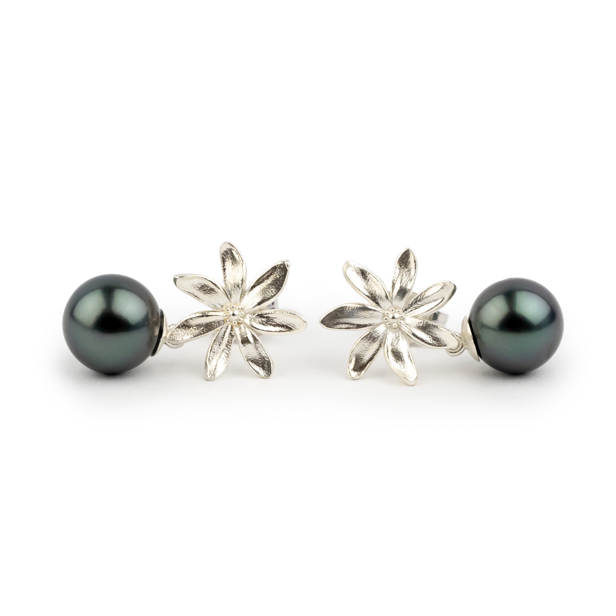 Tiaré Sterling Silver Tahitian Pearl Dangle Earrings