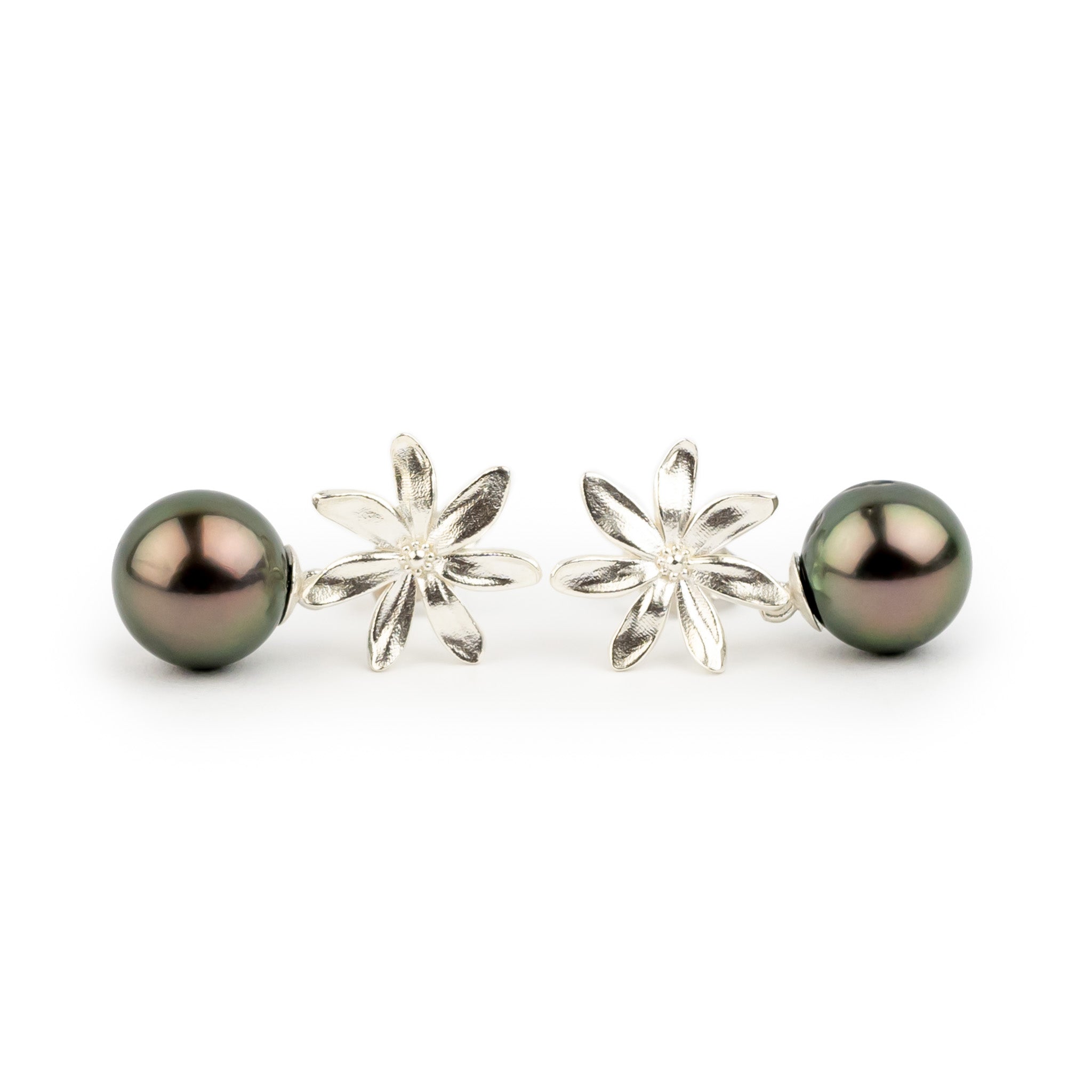 Tiaré Sterling Silver Tahitian Pearl Dangle Earrings