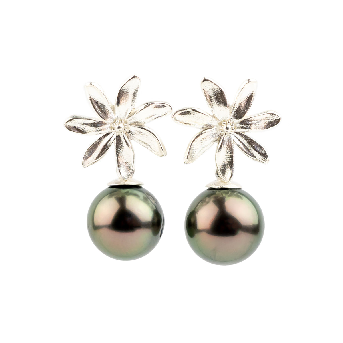 Tiaré Sterling Silver Tahitian Pearl Dangle Earrings