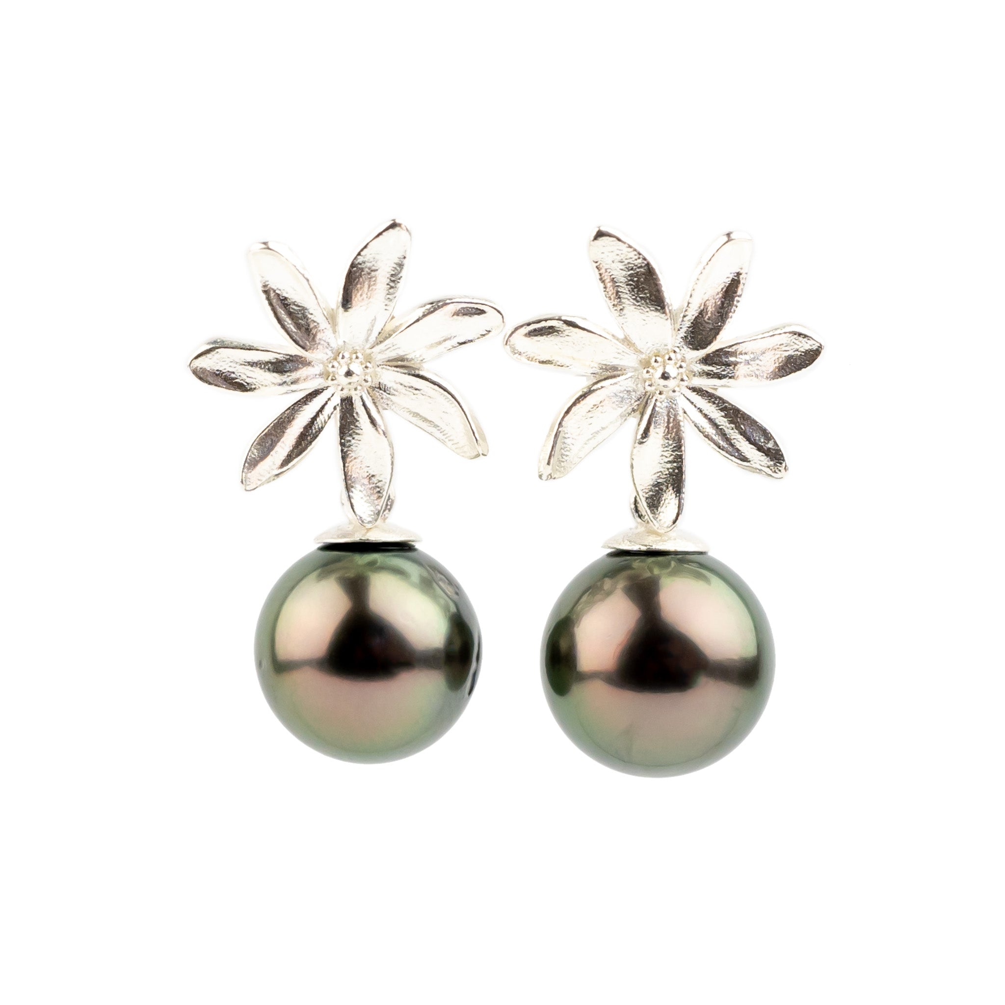 Tiaré Sterling Silver Tahitian Pearl Dangle Earrings
