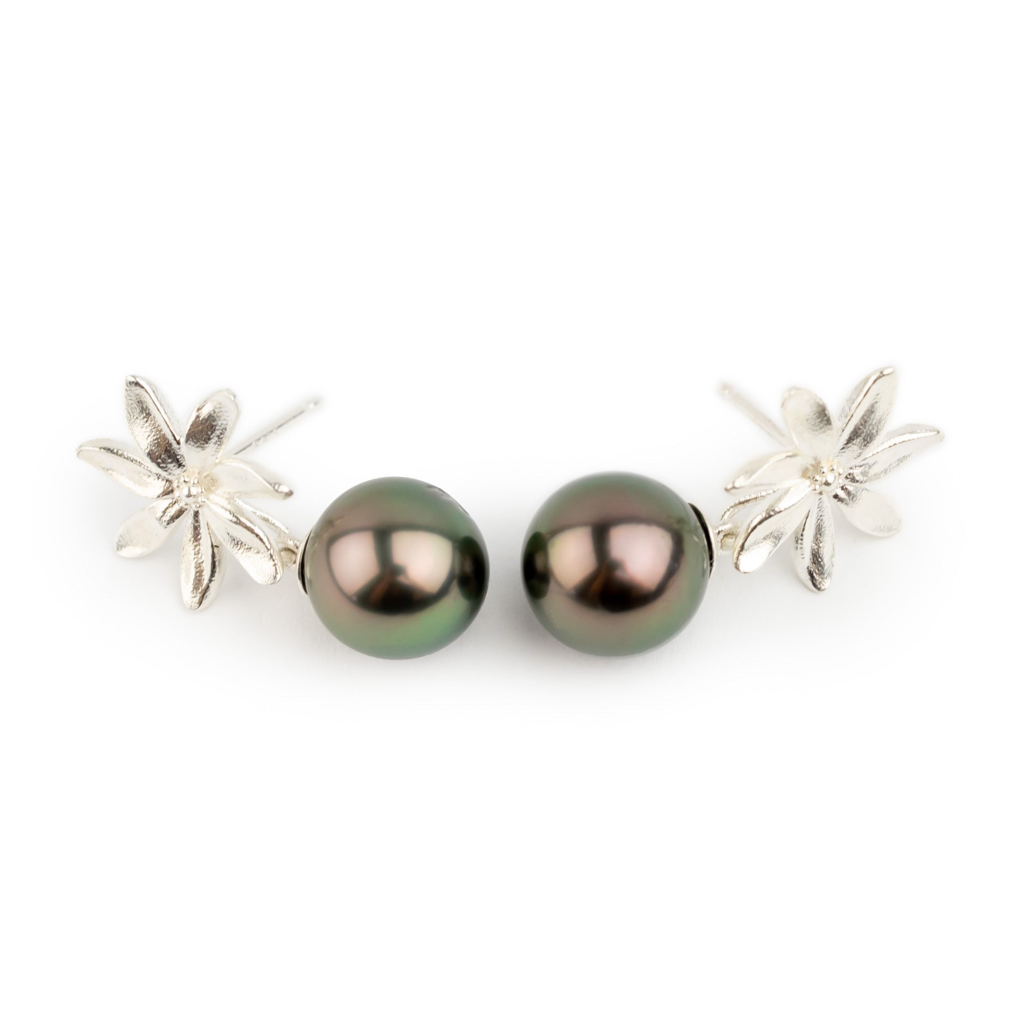 Tiaré Sterling Silver Tahitian Pearl Dangle Earrings