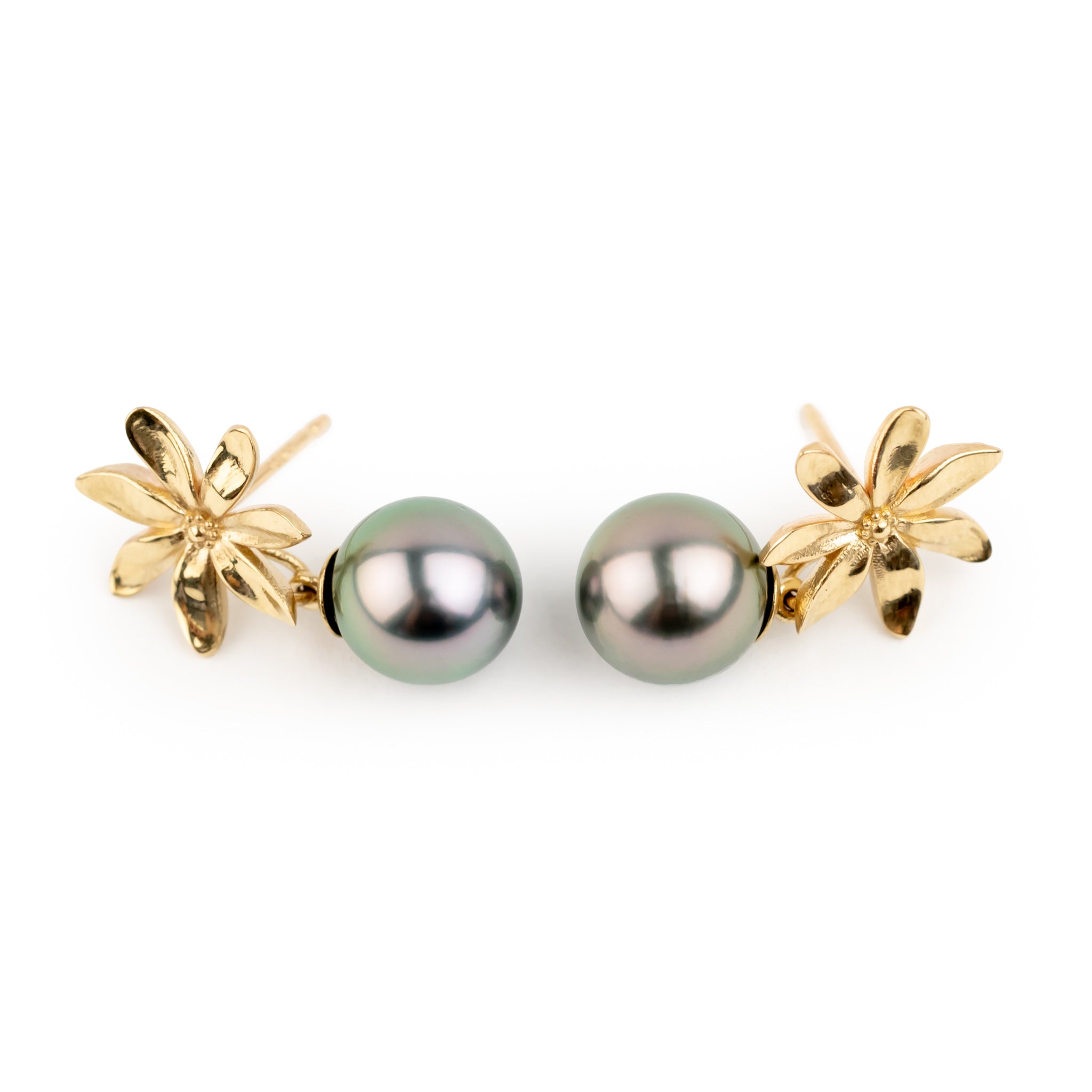 Tiaré 14K Gold Tahitian Pearl Dangle Earrings