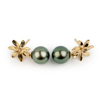 Tiaré 14K Gold Tahitian Pearl Dangle Earrings