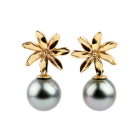 Tiaré 14K Gold Tahitian Pearl Dangle Earrings